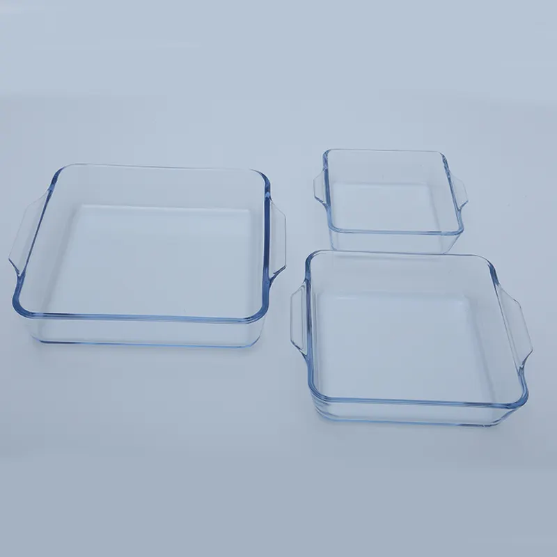 Kitchen Wholesale Large Oven Bakeware Tray Glass Cake Bread Baking Pan Square Dish With Handle