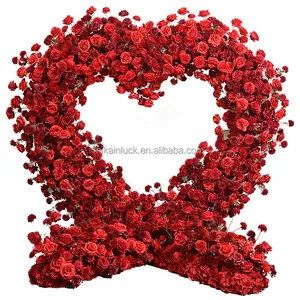 人造红玫瑰拱门装饰花卉金属婚礼拱门背景花卉婚礼背景