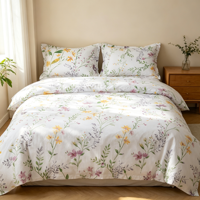 Parure de lit florale aquarelle 4 pièces en microfibre avec drap-housse, housse de couette et taies d'oreiller pour la maison, l'hôtel, vente en gros
