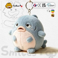 Porte-clés rond personnalisé en peluche requin, pendentif mascotte en peluche sur mesure, matériau sûr et non toxique, certifié CE UKCA, peluche douce pour cadeau d'entreprise