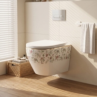 WC mural de luxe en céramique à motif floral pour salle de bain résidentielle ou hôtelière
