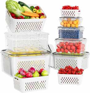 Fruit Food Storage <b>Containers</b> Fridge Removable Colanders Lids-Back School Borosilicate Glass <b>Clear</b> Multifunction Freshness - Product Image 1
