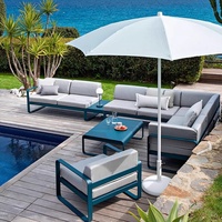 Ensemble de canapé et table basse d'extérieur en alliage d'aluminium, résistant à l'eau et aux intempéries, mobilier d'extérieur pour jardin/cour/villa