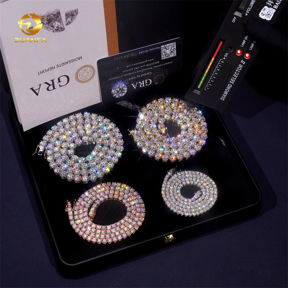 Glitter ICE ネックレス (45cm・19mm) HIPHOP Hip Hop Iced Out 6mm Cubic Zirconia Ice Cube Tennis Chain