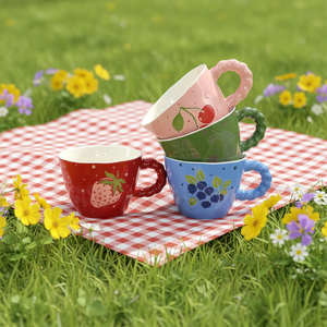 New Design Hot Selling Porcelain Milk <b>Mugs</b> Fruit Series Camping Food Safe Reusable Dishwasher Microwave Safe Gift <b>Box</b> Packaging - Product Image 1