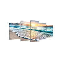 Vente belle peinture de paysage marin ensemble toile paysage océan plage 5 panneaux Art mural sur toile cadre d'impression sur toile Art mural sur toile