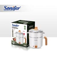 Sonifer SF-1506 Cuisine 600W Acier inoxydable avec contrôle de thermostat Multifonction 1,2l Mini marmite électrique à vapeur pour soupe et ragoût