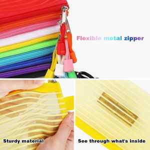 Durable and Reusable Mesh Zipper Pouch Portable Office Pencil Holder Multi-purpose Nylon Zippered Storage Bag for Makeup - Product Image 3