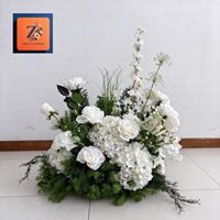 Vente en gros d'arrangements floraux artificiels blancs d'orchidées, d'hortensias, de roses et de lys pour centre de table de mariage, décoration d'événements et de fêtes
