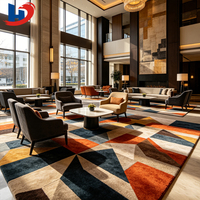 Alfombra HENGJIU de Calidad Hotelera, Hecha a Mano, Antiestática, Mezcla de Lana de Nueva Zelanda y Seda de Bambú, con Diseño Geométrico