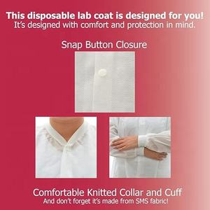 Xianhibo بيع بالجملة معاطف مختبر/<span class=keywords><strong>SMS</strong></span> 50 جم/الطقات الأصفاد متماسكة طوق 3 جيوب معاطف مختبر طبي للرجال والنساء - Product Image 3