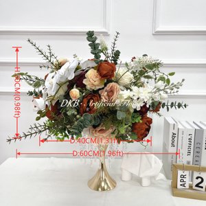 ลูกบอลดอกไม้ประดิษฐ์ทำจากผ้าไหมประดับกลางโต๊ะงานแต่งงานดอกโบตั๋นดอกกุหลาบสีขาวกลางโต๊ะสำหรับตกแต่งโต๊ะงานแต่งงาน - Product Image 2