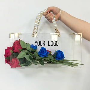 Hot Sale New Rectangle Transparent Acrylic Multi-functional <strong>Folding</strong> Portable Flower <strong>Box</strong> Pearl Handle Rose <strong>Storage</strong> Gift <strong>Box</strong> - Product Image 1