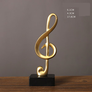 Statue Décorative Notes de Musique en Résine Moderne et Minimaliste, Cadeau Musical, Sculpture Musicale Dorée, Ornements de Bureau et Étagère d'Art à Domicile - Product Image 4