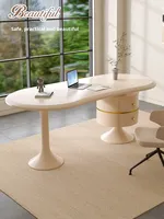 Bureau d'étude en bois de style vintage, bureau à domicile, multifonctionnel, style italien, luxe léger, minimaliste, style crème, bureau d'ordinateur