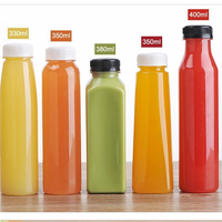 Botellas de Plástico PET Cuadradas de 500 ml, Ecológicas y de Grado Alimenticio, Reutilizables, con Tapas para Bebidas