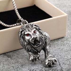 Collar con Colgante de Animales de Acero Inoxidable, Cabeza de León, Tigre, Guepardo, Ojos Rojos, Joyería de Moda Unisex, Cadena 40606 40607 - Product Image 4