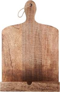 Support de <span class=keywords><strong>livre</strong></span> de cuisine pliable en bois massif et porte-recettes de style planche à découper 11"D <span class=keywords><strong>x</strong></span> 7.5"H pour comptoir de cuisine, marron - Product Image 4