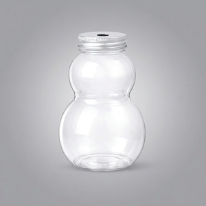 Botella PET de 500 ml con Forma de Calabaza y Tapa de Rosca de Aluminio, Botellas de Plástico para Envasar Jugo, Leche, Té y Café - Product Image 1
