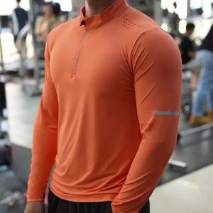 Camiseta Deportiva de Manga Larga con Cierre de Cremallera de Secado Rápido |   Camiseta Deportiva <span class=keywords><strong>para</strong></span> Hombre, <span class=keywords><strong>para</strong></span> Running y Fisicoculturismo, con Tejido de Punto y Diseño Sólido - Product Image 3