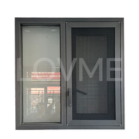 Balcón moderno Nueva moda Hot Break Diseño Piso Techo Gran marco de aluminio negro Rejilla Ventanas abatibles