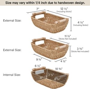 Best-Selling Customized Eco-friendly <b>Rectangular</b> Storage <b>Basket</b> with 2 Wooden Handles Made From Water Hyacinth - Product Image 4