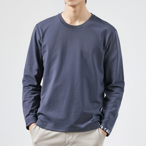 T-Shirt a maniche lunghe camicia <span class=keywords><strong>da</strong></span> <span class=keywords><strong>uomo</strong></span> a collo rotondo Casual <span class=keywords><strong>su</strong></span> <span class=keywords><strong>misura</strong></span> t-Shirt a fondo tinta unita - Product Image 4