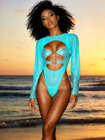 Maillot de bain de carnaval OEM ODM, Monokini à découpes et paillettes pour le lundi de Jouvert, Vente en gros sous marque privée pour Trinité-et-Tobago, Miami, Caraïbes