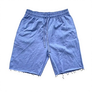<b>Men</b> Solid Blue Cotton <b>Bermuda</b> <b>Shorts</b> Drawstring Waist Casual Wear Breathable Mid Rise Ripped Custom LOGO Design Print Wholesale - Product Image 1