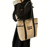 Sac fourre-tout spacieux en toile, fermeture magnétique à clip rapide avec sangles renforcées pour les journées au bureau et le transport d'ordinateurs portables, idéal pour les courses au marché