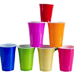 Disposable BPA Free 16oz Red Modern Party Plastic <b>Cups</b> <b>Beer</b> <b>Pong</b> Blister Packing Set Custom Design Double Color Drinking AB - Product Image 2