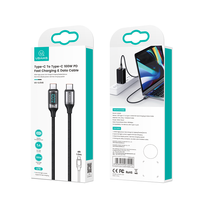 USAMS kabel pengisi daya Led, kawat pengisian daya Cepat 20W Display Digital jalinan seng Aloi Usb C tipe-c ke Tipe C