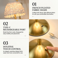 Lampe de table LED d'ambiance vintage avec nœud en dentelle et volants, 3 couleurs, tactile, à intensité variable, sans fil, rechargeable, pour chambre de fille
