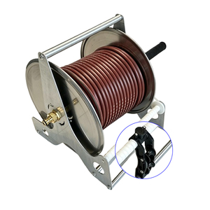 Stainless Steel 40M Rust Proof Wall-<b>Mounted</b> Garden Hose Reel with PVC Hose and Storage Cart - Product Image 1