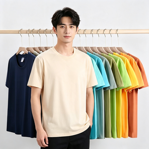 Camiseta de Manga Corta para Hombre, Cuello Redondo, Color Sólido, Varios Colores, Algodón Suave, Informal, Básica, para Uso Diario, Lisa, para Impresión Personalizada - Product Image 3