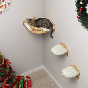 ไม้เนื้อแข็ง DIY ติดผนังโครงรังนกสำหรับแมวปีนเขาของเล่นบันไดสำหรับเตียงสัตว์เลี้ยง - Product Image 3