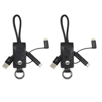 Novedad 2025, llavero 3 en 1 de cuero PU, cable de cargador USB tipo C para ordenador y auriculares, regalos promocionales de negocios