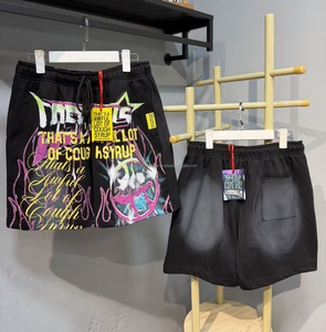 Shorts décontractés imprimés pour hommes, 100 % coton épais de qualité supérieure, style streetwear et sportif, motif 'THAT'S a AWFUL LOT of COUGH SYRUP' - Product Image 1
