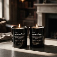 Contenants à bougies noirs brillants 8oz 10oz, gobelets en verre avec impression d'étiquette et de carton en option pour projets de bougies faites à la main