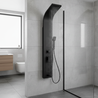 Vaguel Robinets de salle de bain et de douche noir mat à double poignée Pommeau de douche haute pression à effet pluie pour salle de bain