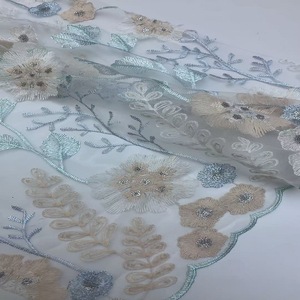 Tela de Encaje con Lentejuelas y Flores Azules, <span class=keywords><strong>Malla</strong></span> de Color, Tela Bordada y con Lentejuelas para Vestidos de Novia y de Noche - Product Image 5