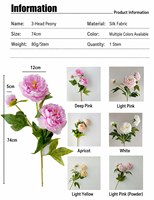 Pivoine artificielle à 3 têtes, fleur de pivoine pour la décoration de la maison, fleur en soie en gros, décoration de mariage, fleurs artificielles