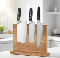 Porte-couteau magnétique double face en bois d'acacia blanc et frêne Support magnétique de couteau pour comptoir de cuisine