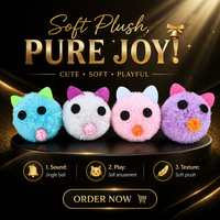Jouet en peluche pour chat avec clochette et pompon, interactif, à mâcher, pour les dents, pour jouer en intérieur