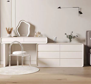 Ensemble commode <span class=keywords><strong>de</strong></span> chambre à coucher crème maquillage vanité avec veilleuse maquillage <span class=keywords><strong>coiffeuse</strong></span> avec miroir éclairé - Product Image 1