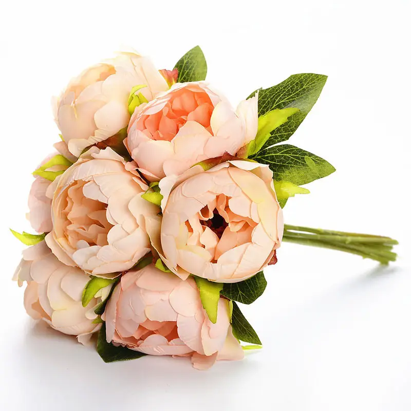 Factory supply silk 13 heads flower bouquet artificial peony for wedding and home party decoration