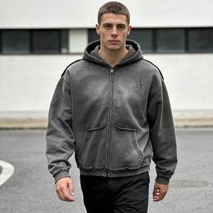 Sudadera con capucha para hombre, de algodón French Terry, con logotipo personalizado, estilo acid-washed y desgastado, de los más vendidos, para fabricantes de ropa. - Product Image 3