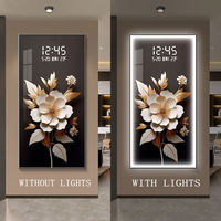 Modern LED Light Painting Living Room Decoration with LCD Display Clock Advanced Decorative Painting