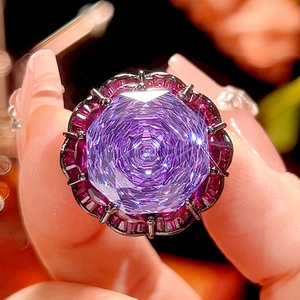 High End Eco-friendly Copper 16-10mm Purple Zircon Black Gold Plated Elegant Pendant <b>Earrings</b> Ring <b>Set</b> Gift Jewelry <b>Set</b> Women - Product Image 4