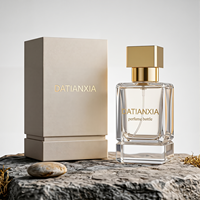 Flacon de parfum en verre personnalisé 30ml 50ml 100ml, flacon carré transparent, bouchon doré, emballage personnalisé avec logo, boîte cadeau